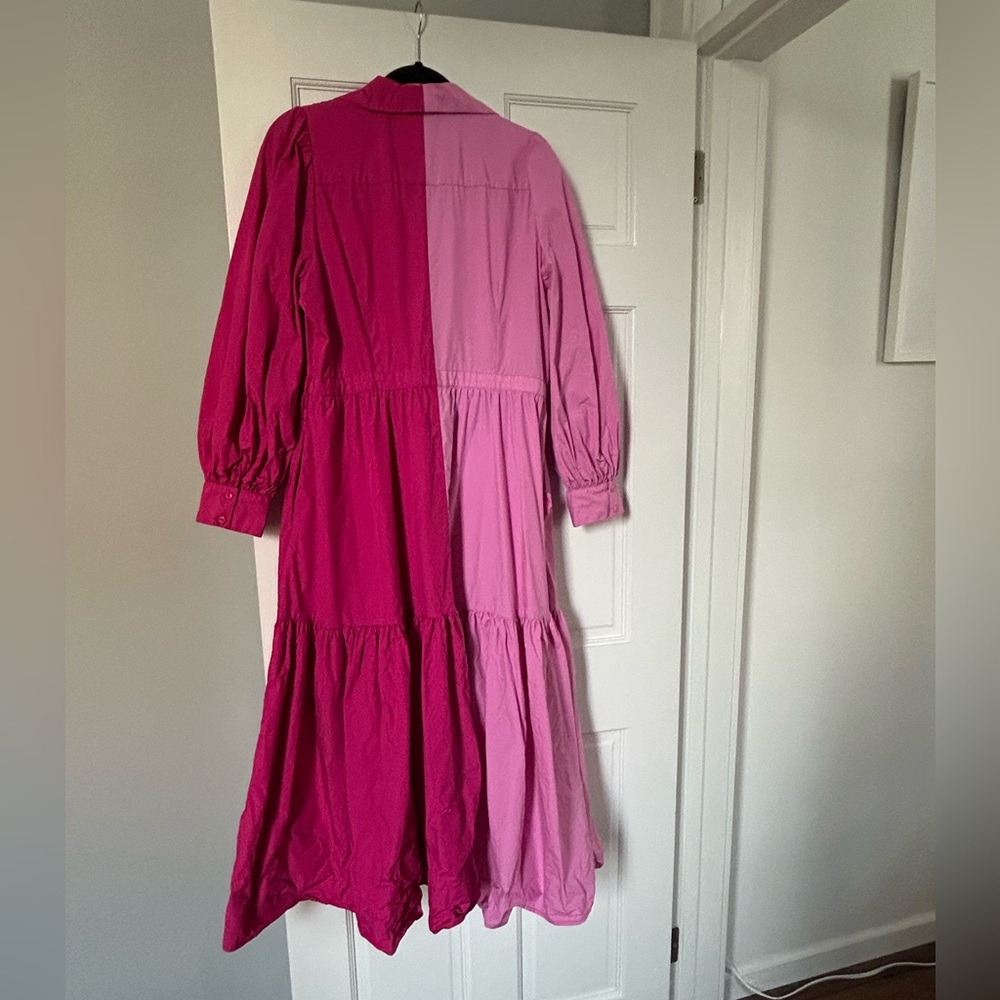Christopher John Rogers Target Two-Tone Pink Button-Front Dress 16 - Picture 3 of 6